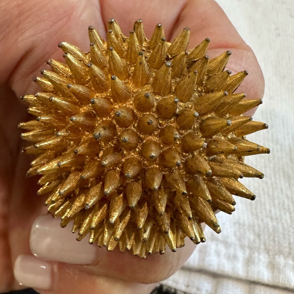 Gold Sea Urchin Pin Vintage DeNicola